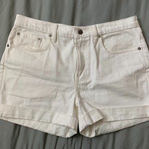 Everlane High-Rise Denim Shorts in White